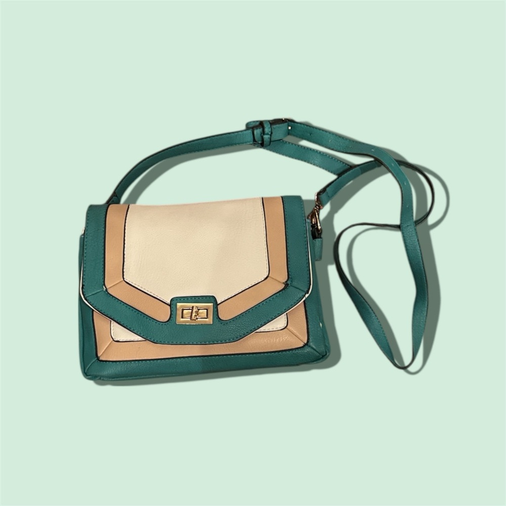 Elegant Teal and Cream Women's Bag